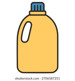 yellow plastic bottle with blue cap flat color vector illustration template design