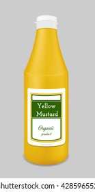Yellow plastic bottle for sauce and mustard.