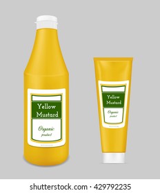 Yellow plastic bottle for sauce and mustard.