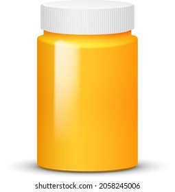 Yellow Plastic Bottles with Cap for Cosmetics, Drugs, Vitamins, Pills or Capsules