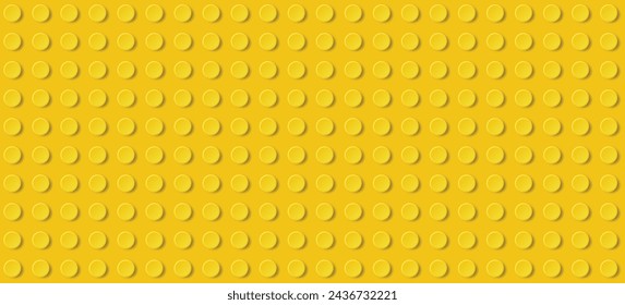 Yellow plastic construction plate. Perfect vector background of closeup gloss plastic construction block.