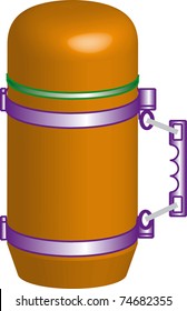 The yellow plastic cup of a thermos 3D, isolated on a white background