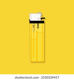 yellow plastic lighter flat illustration