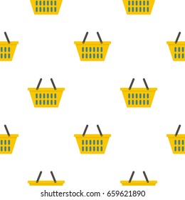 Yellow plastic shopping basket pattern seamless flat style for web vector illustration