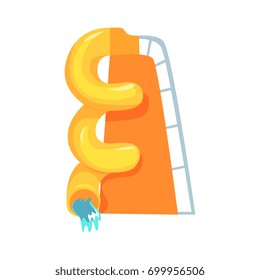 Yellow plastic slide, equipment for an aquapark cartoon vector Illustration