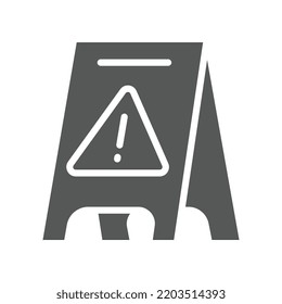 Yellow plastic slippery wet floor caution sign triangle with exclamation mark. Cleaning floor elements concept Warning icon for web and mobile. Vector illustration filled outline style. EPS10