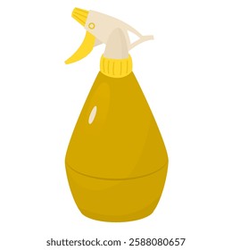 Yellow plastic sprayer for watering plants. Sprayer for a hairdresser. Spraying plants from pests. Vector illustration isolated on a transparent background.