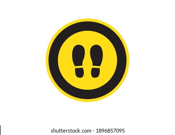 Yellow plate, warning sign. Please stop or press here. Vector drawing.