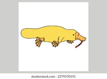 Yellow Platypus vector art and illustration