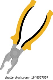 Ilustración vectorial de alicates amarillos sobre fondo blanco.
