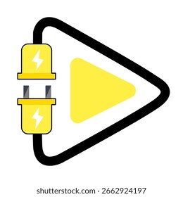 Iconos amarillos del enchufe y del juego para el Sitio web, aplicación móvil. Ilustración del logotipo.