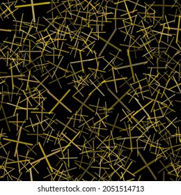 yellow pluses are scattered on a black background.
For fabric, baby clothes, background, textile, wrapping paper and other decoration. Vector seamless pattern EPS 10