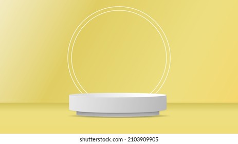 Yellow Podium and minimal on yellow background , 3D stage podium display product , stand to show cosmetic products ,illustration 3d Vector EPS 10
