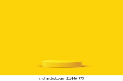 yellow podium on background abstract with gradient in studio and wall texture vector, empty room studio used for product presentation, yellow  wallpaper with shine use for product shooting