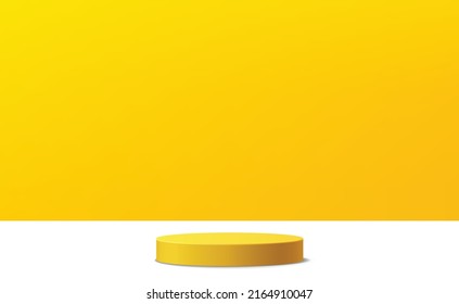 podio amarillo sobre el fondo abstracto con gradiente en estudio y vector de textura de pared, estudio de habitación vacío utilizado para la presentación de productos, papel de pared amarillo con uso de brillo para la grabación de productos