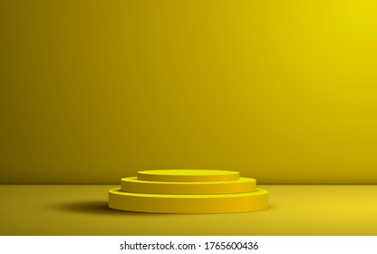 podio amarillo en la habitación amarilla