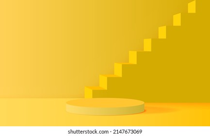 gelbes Podium und Treppe im gelben Studioraum