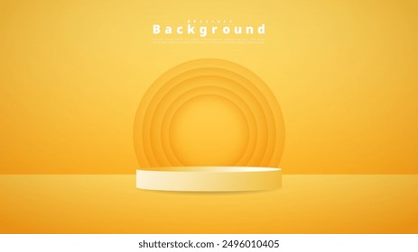 Yellow podium stand with copy space, Minimal podium  background, 3d podium for presentation, Stage for showcase,  illustration 3d Vector EPS 10