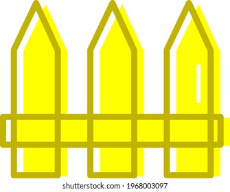 Yellow pointy fence, icon illustration, vector on white background