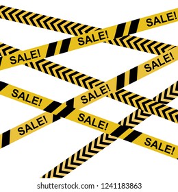 A yellow police tape - sale banner