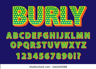 Yellow polka dot on green alphabet text effect