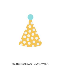 Yellow Polka Dot Party Hat with Blue Topper