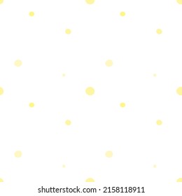 Yellow polka dot seamless pattern on transparent background. Vector image for girls and boys. Holiday concept, baby shower, birthday, wrappers, print, clothes, cards, banner, textiles