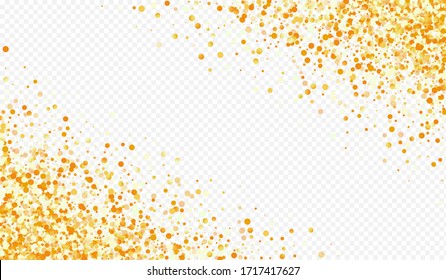 Fondo transparente brillante punto polka amarillo. Lujoso Brillo Ilustración. Patrón de efectos de espuma de oro. Fondo brillante de polvo.