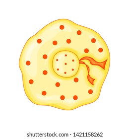 yellow polka dot summer hat for beach in cute cartoon style. The view from the top. Vector illustration isolated on white background.