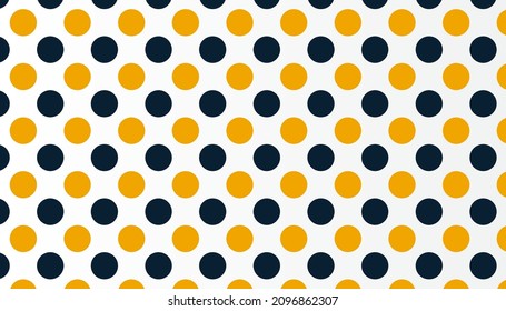 Gelber Polka-weißer Hintergrund. minimalistische horizontale Punkte, Kreis, Muster-Vorlagenhintergrund. Vektorgrafik.