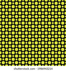 Yellow polka dots and black background. Vector.