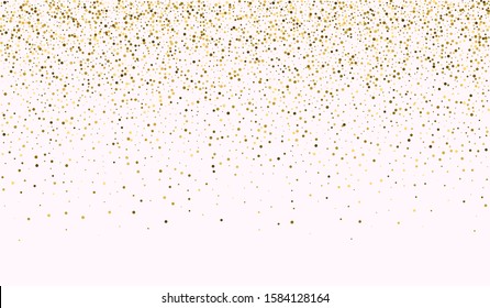 Yellow Polka Effect Illustration. Isolated Rain Illustration. Luxury Illustration. Yellow Sequin Vector Design. Dust Paper Pattern.