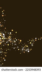 Yellow Polka Effect Vector Luxury Background. Isolated Dust Card. Golden Confetti Bright Design. Shine Glamour Pattern.