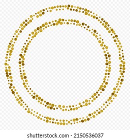 Fondo transparente del vector de glamour de polka amarillo. Postales de polvo ligero. Pancarta Golden Shine Happy. Fondo de papel de lluvia.