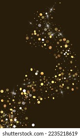 Yellow Polka Isolated Vector Luxury Background. Effect Dot Design. Golden Confetti Happy Illustration. Rain Rich Card.