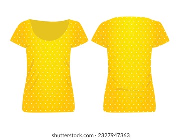 Yellow  polka women t shirt. vector illustration