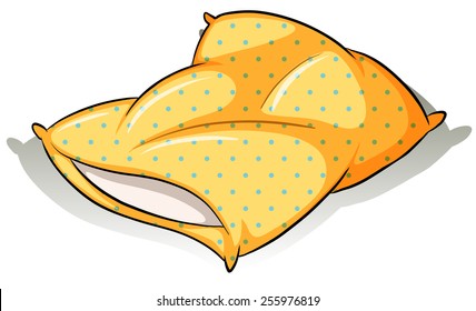 Yellow polkadot pillow on a white background