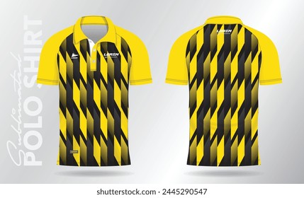 yellow polo shirt jersey mockup template design. Sport uniform in front view, back view.