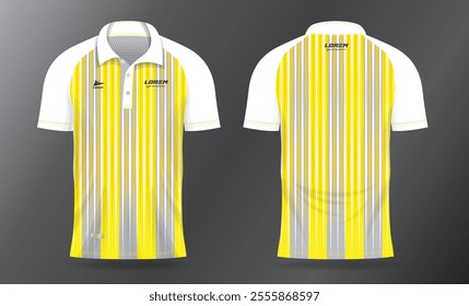 yellow polo shirt mockup template design for badminton jersey, tennis, soccer, football or sport uniform