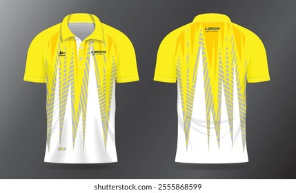 yellow polo shirt mockup template design for badminton jersey, tennis, soccer, football or sport uniform