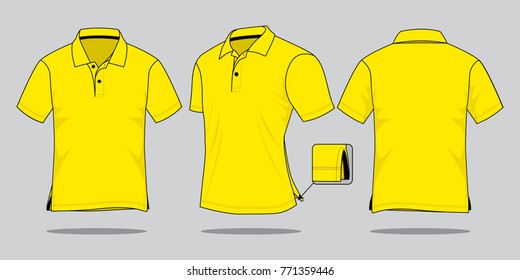 Yellow Polo Shirt Vector for Template
Front, Perspective and Side Views With Side Vents Hem.
