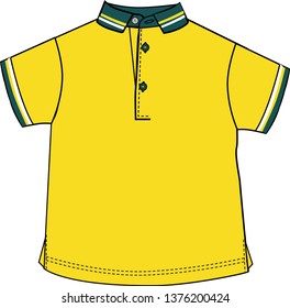 Yellow Polo Tshirt fashion trend,baby clothes template design 