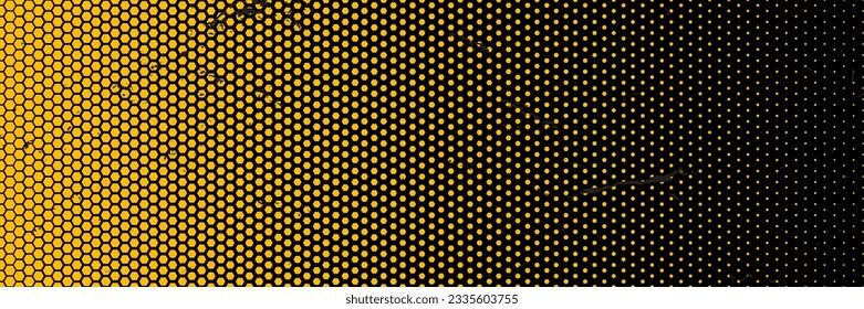 Yellow polygon halftone retro dots effect in black and white color. Halftone effect. 