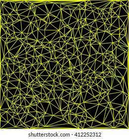 Yellow polygon line on black abstract background