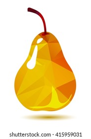 Yellow polygonal pear isolated on a white background.
