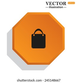 Yellow polyhedron on a white background with shadow, Shopping basket, bag, vector illustration, EPS 10