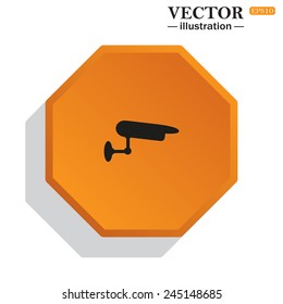 Yellow polyhedron on a white background with shadow, surveillance Camera, vector illustration, EPS 10