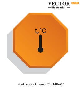 Yellow polyhedron on a white background with shadow, Thermometer , vector illustration, EPS 10