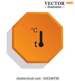 Yellow polyhedron on a white background with shadow, Thermometer , vector illustration, EPS 10