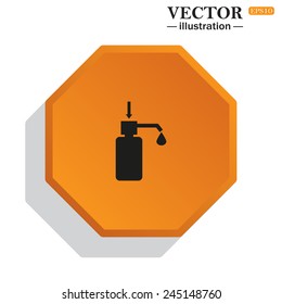 Yellow polyhedron on a white background with shadow, Shower Gel, Liquid Soap, Lotion, Cream, Shampoo, Bath Foam. , vector illustration, EPS 10